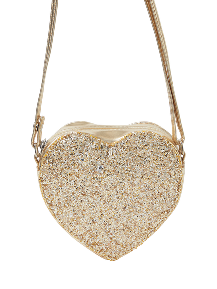 Angels by Accessorize Kids' Glitter Heart Bag, Gold, Gold