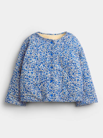 JoJo Maman Bébé Kids' Reversible Fleece and Cord Jacket, Mid Blue - view 2, Mid Blue