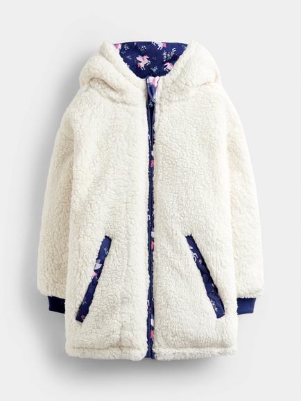 JoJo Maman Bébé Kids' Unicorn Reversible Coat, Navy Blue - view 2, Navy Blue