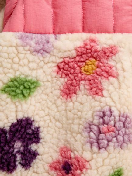 JoJo Maman Bébé Kids' 2-in-1 Bold Flower Fleece Jacket, Cream - view 2, Cream