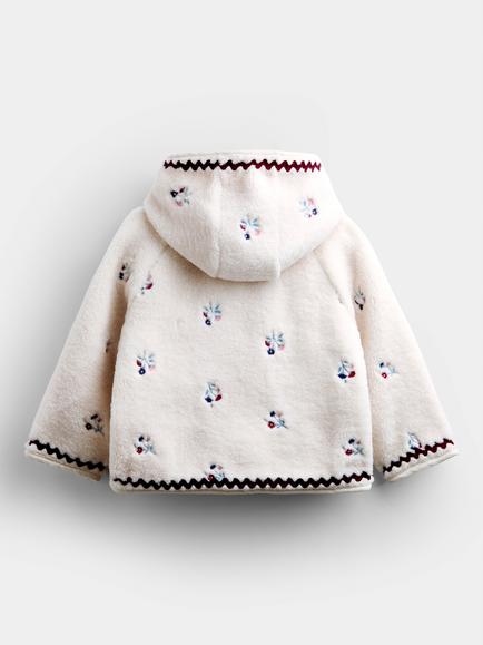 JoJo Maman Bébé Kids' Floral Borg Jacket, Natural - view 2, Natural