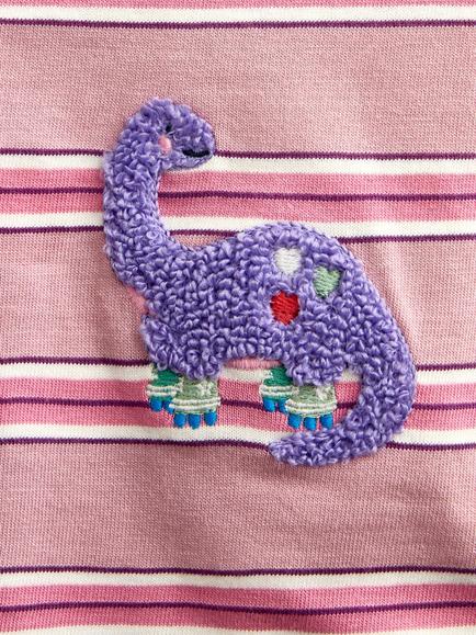 JoJo Maman Bébé Kids'  Dino Boucle Appliqué Top, Mid Pink - view 2, Mid Pink