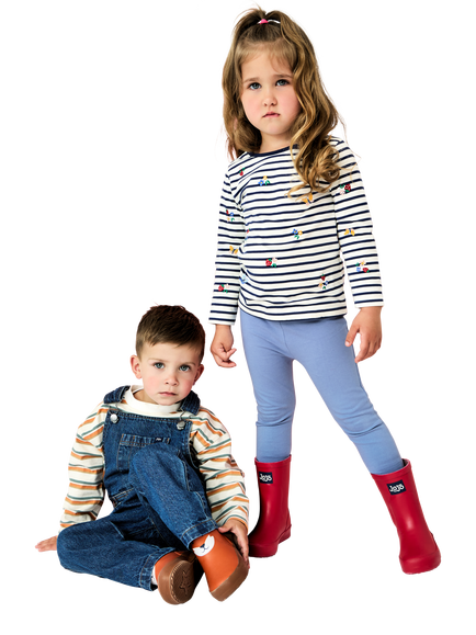 JoJo Maman Bébé Kids' Fruit & Butterfly Embroidered Top, Navy Blue - view 2, Navy Blue