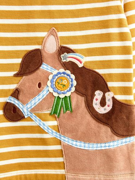 JoJo Maman Bébé Kids' Horse Appliqué Top, Dark Yellow - view 2, Dark Yellow
