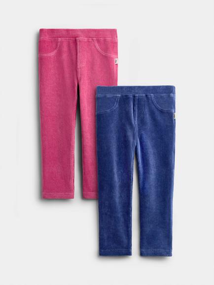 JoJo Maman Bébé Kids' Cord Leggings, Pack of 2, Pink/Blue, Pink/Blue