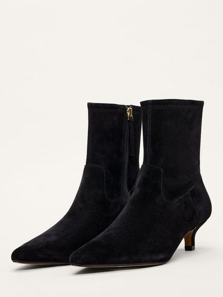 Phase Eight  Suede Kitten Heel Ankle Boots, Black - view 2, Black