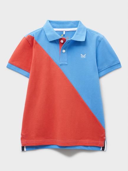 Crew Clothing Kids' Short Sleeve Polo Shirt, Red Multi, Red Multi