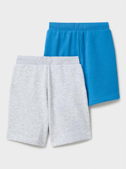 Crew Clothing Kids' Cotton Drawstring Shorts, Pack of 2, Grey/Blue - view 2, Grey/Blue