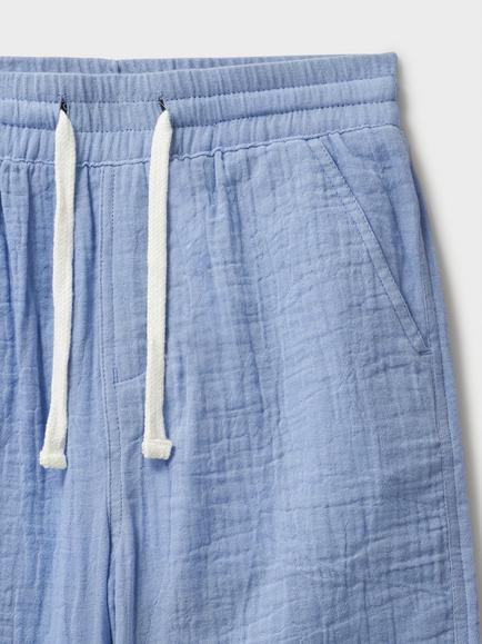 Crew Clothing Kids' Cotton Drawstring Shorts, Mid Blue - view 2, Mid Blue