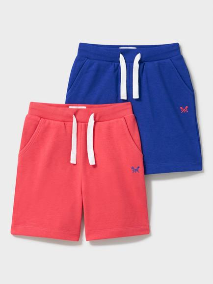 Crew Clothing Kids' Cotton Drawstring Shorts, Blue Multi