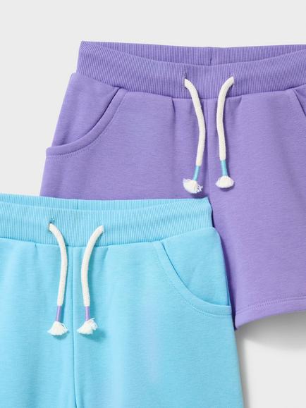 Crew Clothing Kids' Drawstring Shorts, Pack of 2 - view 2, Light Blue/Lilac