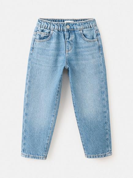 Mango Kids' Paperbag Jeans, Mid Blue - view 2, Mid Blue