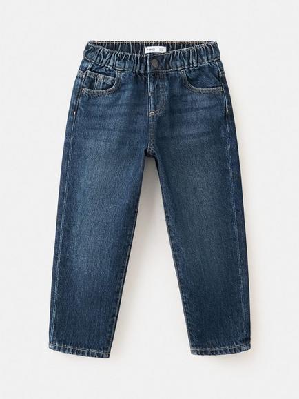 Mango Kids' Paperbag Straight Leg Jeans, Dark Blue, Dark Blue
