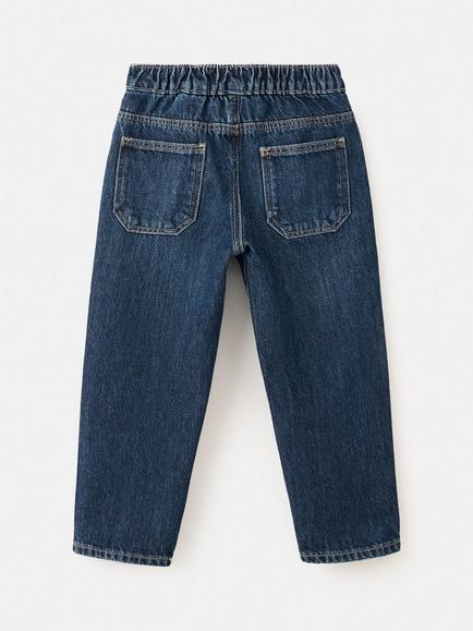 Mango Kids' Paperbag Straight Leg Jeans, Dark Blue - view 2, Dark Blue