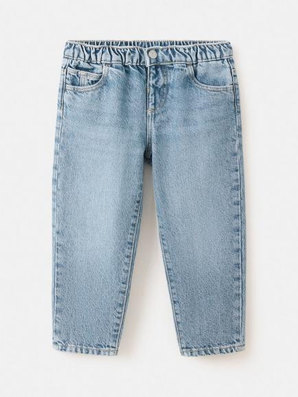 Mango Kids' Sculpted High-Rise Paperbag Jeans, Mid Blue, Mid Blue