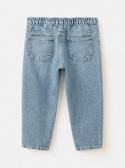 Mango Kids' Sculpted High-Rise Paperbag Jeans, Mid Blue - view 2, Mid Blue