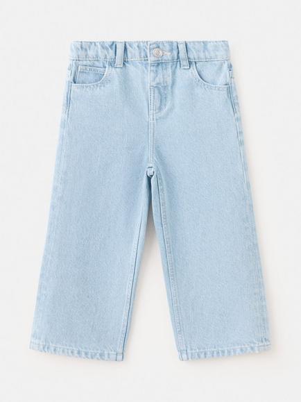 Mango Kids' High Rise Cropped Wide Leg Culotte Jeans, Light Blue, Light Blue