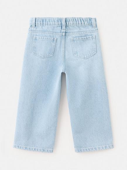 Mango Kids' High Rise Cropped Wide Leg Culotte Jeans, Light Blue - view 2, Light Blue