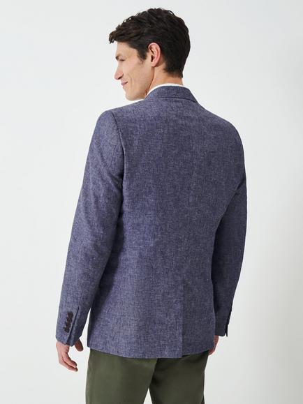 Crew Clothing Fortescue Linen Blend Blazer, Mid Blue - view 2, Mid Blue