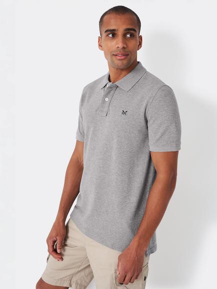 Crew Clothing Cotton Piqué Polo Shirt, Graphite Grey