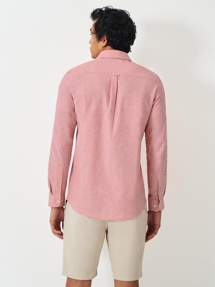Crew Clothing Linen Cotton Blend Shirt, Peach Pink - view 2, Peach Pink