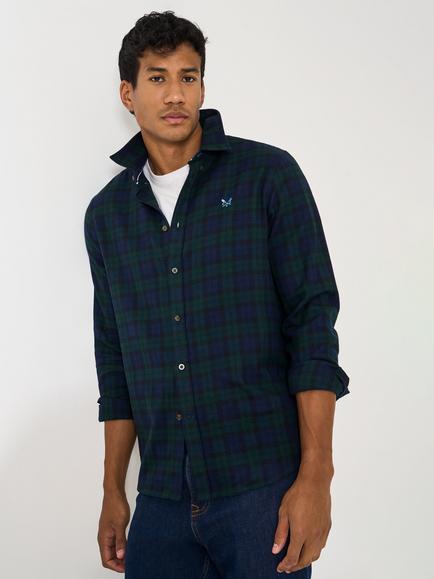 Crew Clothing Button Down Check Cotton Shirt, Navy Blue, Navy Blue