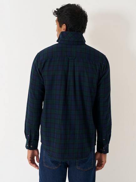 Crew Clothing Button Down Check Cotton Shirt, Navy Blue - view 2, Navy Blue