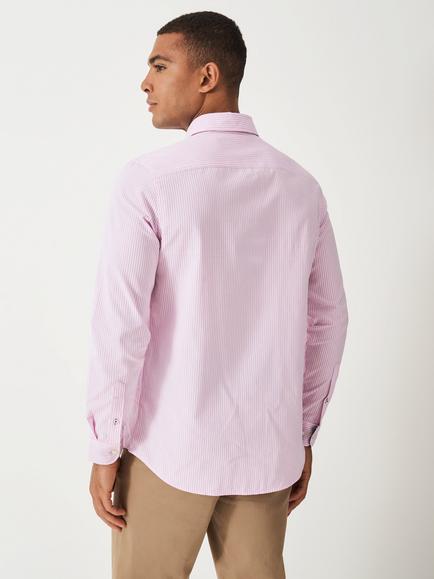 Crew Clothing Slim Fit Stripe Cotton Poplin Shirt, Light Pink - view 2, Light Pink