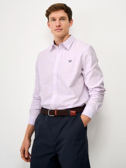 Crew Clothing Button Down Stripe Cotton Oxford Shirt, Lilac, Lilac