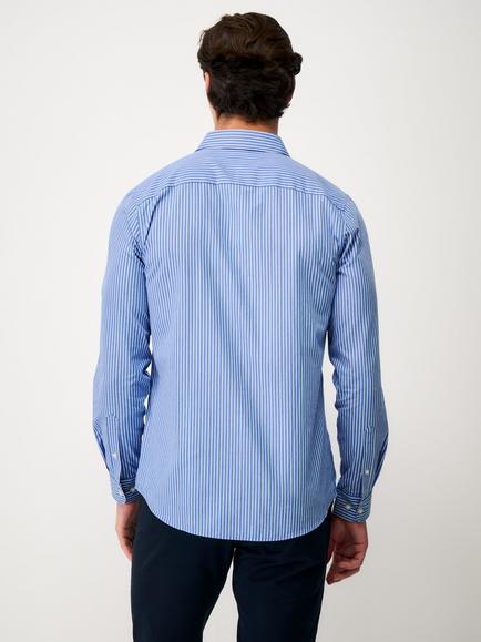 Crew Clothing Slim Fit Stripe Cotton Shirt, Sky Blue - view 2, Sky Blue