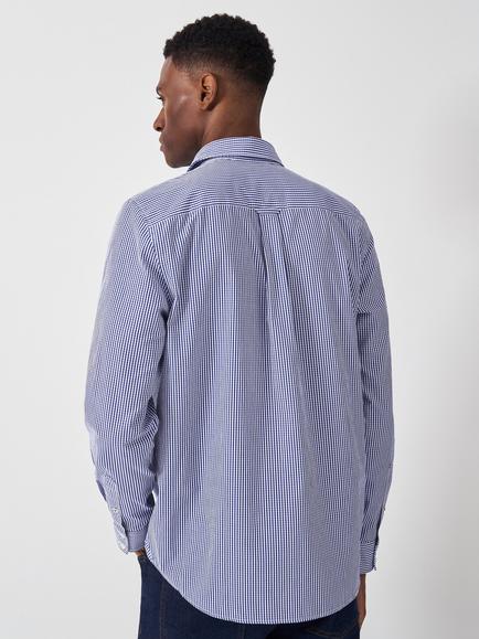 Crew Clothing Micro Gingham Check Cotton Shirt, Blue/White - view 2, Blue/White