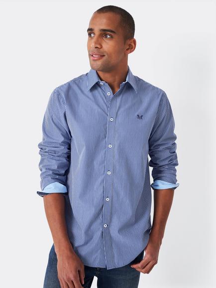 Crew Clothing Micro Stripe Cotton Shirt, Light Blue, Light Blue