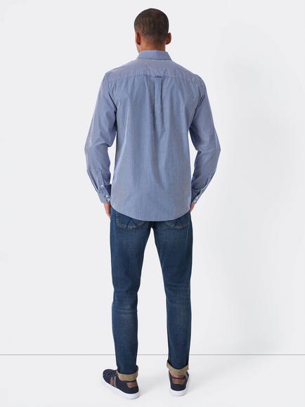 Crew Clothing Micro Stripe Cotton Shirt, Light Blue - view 2, Light Blue