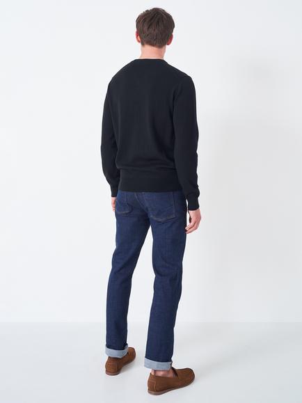 Crew Clothing V Neck Cotton Jumper - view 2, Black