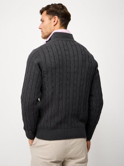 Crew Clothing Oarsman Cable Half Zip Jumper - view 2, Charcoal Grey