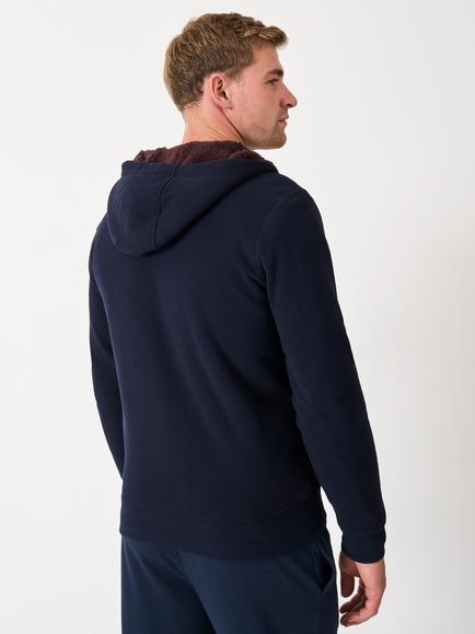 Crew Clothing Bellingham Zip Front Cotton Blend Hoodie, Navy Blue - view 2, Navy Blue