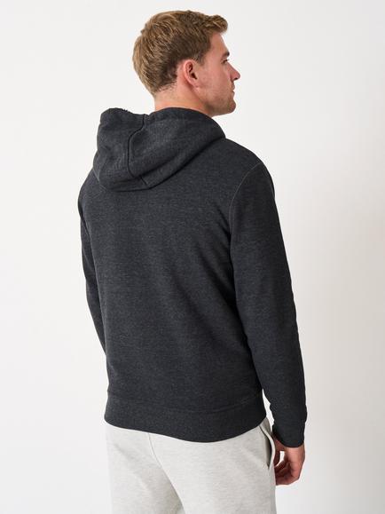 Crew Clothing Bellingham Zip Front Cotton Blend Hoodie, Charcoal Grey - view 2, Charcoal Grey
