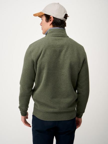 Crew Clothing Half Zip Cotton Blend Sweatshirt - view 2, Olive Green