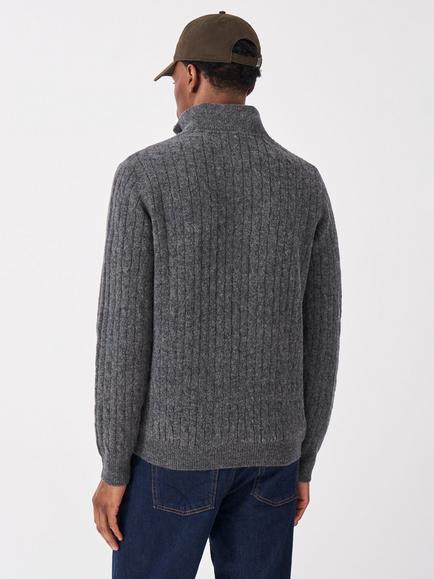 Crew Clothing Wool Blend Cable Knit Jumper - view 2, Graphite Grey