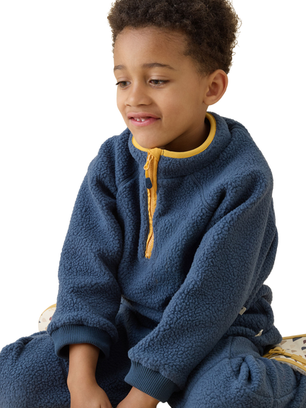 Mori Kids' Funnel Neck Fleece Top, Dark Teal, Dark Teal