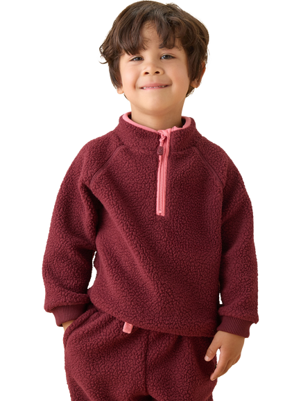 Mori Kids' Funnel Neck Fleece Top, Burgundy, Burgundy