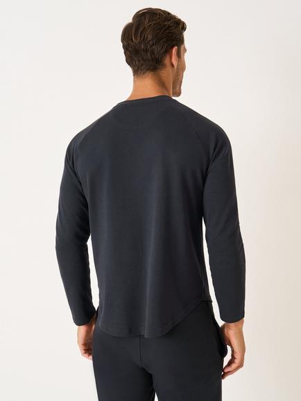 Crew Clothing Crew Neck Long Sleeve  Waffle Cotton Blend T-Shirt, Graphite Grey - view 2, Graphite Grey