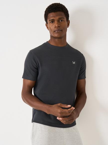 Crew Clothing Crew Neck Waffle Cotton Blend T-Shirt, Graphite Grey, Graphite Grey