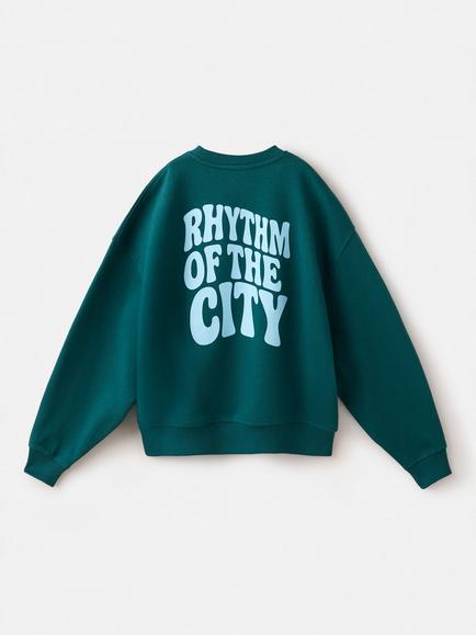 Mango Kids' Cotton Slogan Sweatshirt, Green - view 2, Green