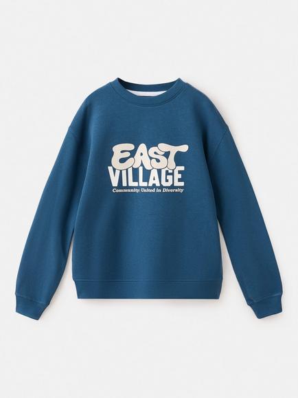 Mango Kids' Cotton Graphic Sweatshirt, Blue, Blue