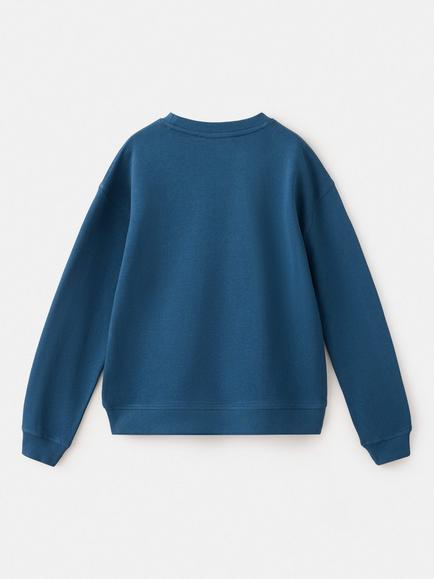 Mango Kids' Cotton Graphic Sweatshirt, Blue - view 2, Blue