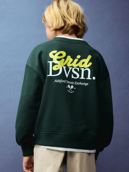 Mango Kids' Graphic Sweatshirt, Bottle Green - view 2, Bottle Green