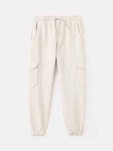 Mango Kids' Cotton Cargo Pocket Joggers, Sand