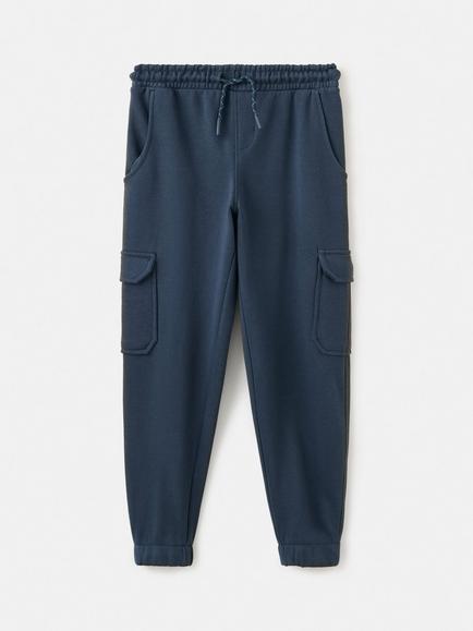 Mango Kids' Cotton Cargo Pocket Joggers, Navy