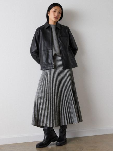 Whistles Check Pleated Midi Skirt, Grey/Multi, Grey/Multi